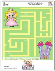 okul öncesi labirent bulmacai çalışma sayfaları